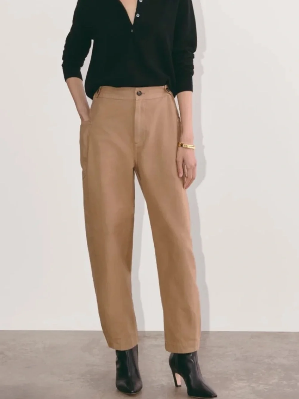 Everlane Fatigue Barrel Pant In Toasted Coconut Sz 00 Organic Cotton Linen Blend